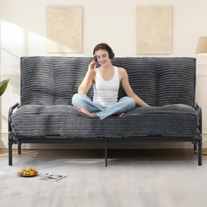 10" Futon Mattress Full Size, Ultra Thick Futons Sofa Couch Bed Sleeper Sofa Bed, Versatile Floor Futons Japanese Floor Mattress for Adults, Grey (Frame Not Included)