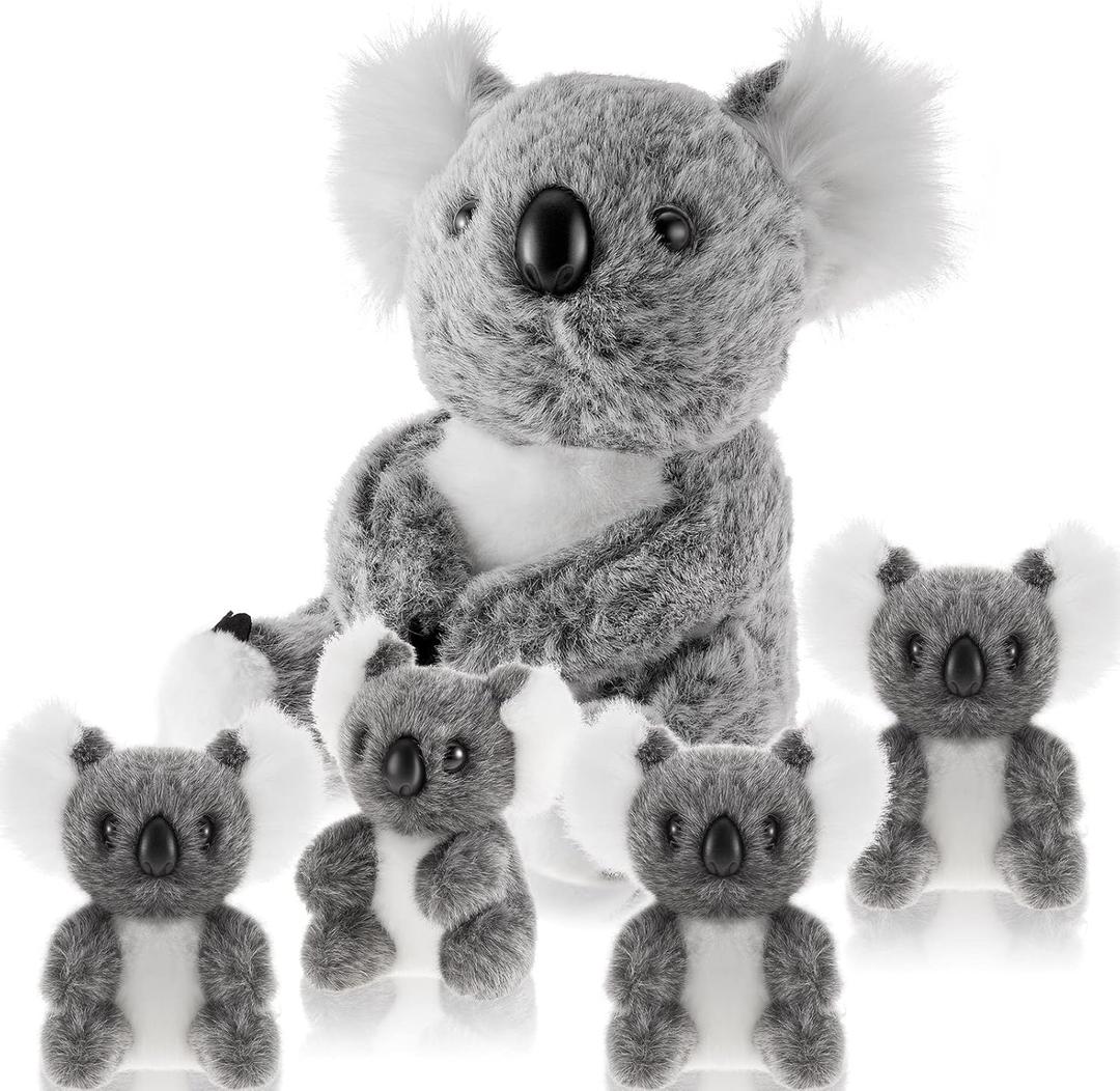 Meooeck 5 Pcs Koala Bear Stuffed Plush Animal Mum Koala Plush Toy Doll Toy Gift for Birthday Graduation Gift Party Decoration, 11.8 Inches and 5.5 Inches