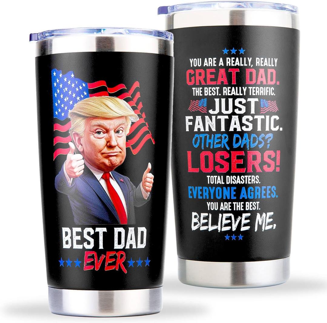 Gifts for Dad from Daughter, Son, Kids - Cool Birthday, Fathers Day, Christmas Gifts for Dad - Best Dad Ever Gift - Funny Dads Cup Tumbler Mug for Men, 20 oz Insulated Stainless Steel