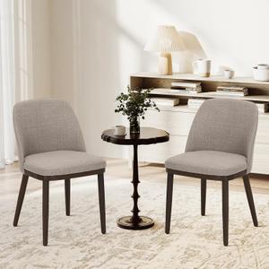 COLAMY Upholstered Dining Chairs Set of 2, Modern Kitchen Chairs with Back, Fabric Side Dining Room Chairs with Wood Legs for Kitchen Dining Room Restaurant, Camel 