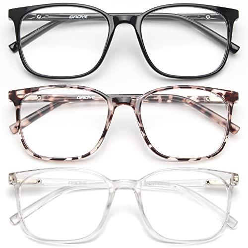 Gaoye Blue Light Blocking Glasses Women/Men, Computer Gaming Fake Eyeglasses Anti UV Ray-Spring Hinge (3 Pack, Light Black & Leopard & Transparent) Gaoye Blue Light Blocking Glasses Women/Men, Computer Gaming Fake Eyeglasses Anti UV Ray-Spring Hinge (3 Pack, Light Black & Leopard & Transparent)
