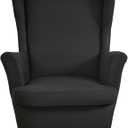 HZDHCLH Black Wingback Chair Slipcovers 2 Piece,Stretch Spandex Black Wing Chair Covers for Living Room Armchair,Washalbe Sofa Slipovers (A2)