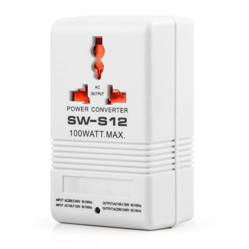 Voltage Converter 110V to 220V Step-Up & Down Power Two-Way Conversion Voltage Converter Transformer for Travel, RV, Camping (White)