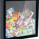 Small Shadow Box Black 8x8 Top Loading Display Case Frame with Slot, Movie Travel Sporting Events Concert Ticket Stubs Drink Beer Caps Memory Keepsake Box