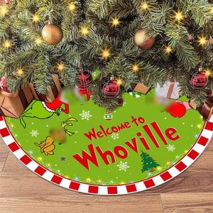 Christmas Tree Skirt 36 Inches Green Funny Ornament Christmas Decorations Tree Skirt Merry Christmas Xmas Holiday Party Home Decor