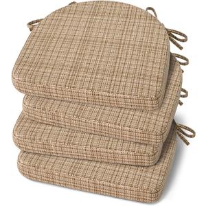 Shinnwa Dining Chair Cushions Set of 4, Non-Slip Kitchen Chair Cushions with Ties and Machine Washable Cover, 4 Pack, 17 x 16.5 x 2in, Wheat