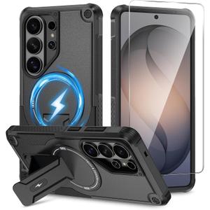 Caka for Samsung Galaxy S26 Ultra Case [Compatible with MagSafe] [Invisible Kickstand] [HD Screen Protector], Protective Magnetic Phone Cover for Samsung S26ultra 5G 6.9 2026 - Black