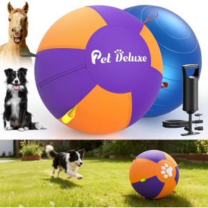 Pet Deluxe 18" Herding Ball for Large Dogs - Durable Interactive Herding Toy with Fast Pump in 60S & Carry Handles, for Australian Shepherd, Border Collie, Outdoor Training & Backyard Play