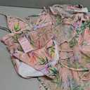 Women's One Piece Swimsuit Floral Print Tummy Control V Neck Bathing Suit with Cover Up Slimming Swimwear Summer Beachwear Small
