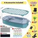 Large Turtle Tank Aquarium Kit with Basking Platform 3-Stage Filter Heating Lamp Anti-Escape Lid Complete Habitat for Aquatic Box Turtles (Green, 25.412.29.5 Inch)