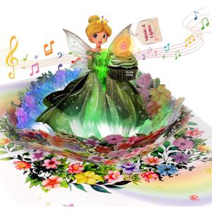 Ecloverlife Birthday Card, 3D Pop-Up Birthday Card for Girls, Musical Birthday Card with Colorful Lights, Fairy Birthday Card for Girls, Daughters, and Granddaughters