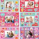 Pasimy 36 Pcs Mother's Day Picture Frames Craft Kits Include Pure Color Cardboard Picture Frames Sticker DIY Handmade Craft Photo Frame Decorate Gifts for Mother's Day Home Party