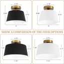 Metal Semi Flush Mount Ceiling Light, 11.6" Black and Gold Industrial Flush Mount, Single Lamp Base Modern Ceiling Light Fixtures for Entryway Hallway Kitchen Laundry Room