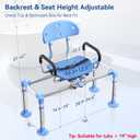 KingPavonini 550lbs Heavy Duty Sliding Shower Chair Tub Transfer Bench with 360° Swivel Seat, Shower Chair for Inside Shower with Adjustable Backrest, Non-Slip Shower Bench for Elderly and Disabled