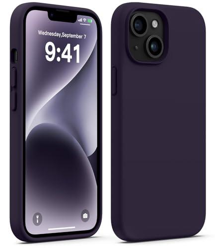 AOTESIER Compatible with iPhone 14 Case, Full Body Food-Grade Silicone Wear-Resistant, Anti-Drop Protection with Soft Anti-Scratch Microfiber Lining Phone Case for iPhone 14, 6.1 inch, Elderberry