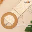 SUOSDEY Straw Woven stretchy Waist Belt for Women Dresses,Wide Boho Braided Elastic Belt with Round Buckle (Beige)