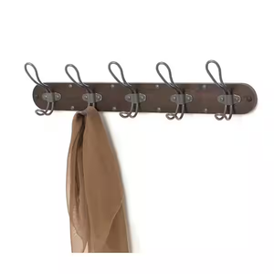 Spectrum Millbrook Coffee/Industrial Gray Wood Wall Mount 5-Hook Coat Rack