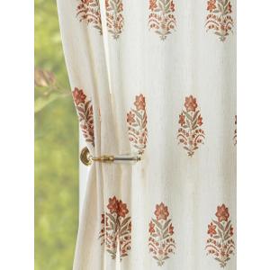 Pinch Pleated Curtains Light Filtering Red Floral Curtains for Living Room Bedroom Dining Room 84 Inches Luxury Linen Drapes Farmhouse Window Curtains with Hooks - 2 Panels Set, 40" x 84" (White Brown)