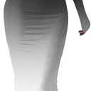 HBQ Women's Bodycon Maxi Dress Long Sleeve Square Neck Lounge Dresses Sexy Night Out Party Dress (Large, Black Gradient)