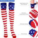 Syhood 4 Pieces Patriotic Accessories Set, Include Red White and Blue Patriotic Y Back Suspender with Cups, American Flag Bowtie and Knee Socks for Halloween July 4th Party Celebration Party