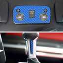 YAMUDA Compatible with 48PCS Decorative Interior Protection Carbon Fiber Sticker for Ford Mustang 2015 2016 2017 2018 2019 2020 2021 (Blue)