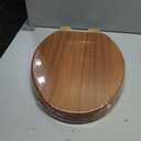 Elongated Toilet Seat Molded Wood Toilet Seat with Zinc Alloy Hinges, Easy to Install also Easy to Clean, Anti-pinch Wooden Toilet Seat by Angol Shiold (Elongated, Natural)