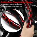 Leopard Print Steering Wheel Cover for Women - Universal Segmented 2-Piece Snap-on Protector, Non-Slip & Nail Friendly, Fit for Round & D-Shape 14.5-15 Inch, Cute Auto Interior Accessories (RED)