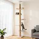 Veehoo Floor to Ceiling Cat Tree, Adjustable Height (5.1-9.4 ft) Tall Climbing Tower with Sisal Scratching Posts, Modern Cat Activity Tree for Indoor Cats