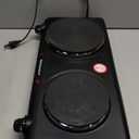 Elite Gourmet EDB-302BF# Countertop Double Cast Iron Burner, 1500 Watts Electric Hot Plate, Temperature Controls, Power Indicator Lights, Easy to Clean, Black