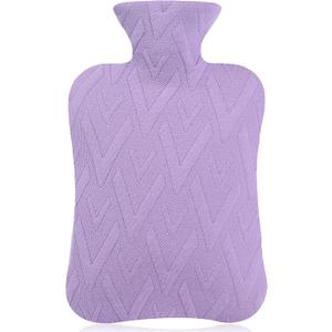 samply Hot Water Bottle with Cover, 2L Hot Water Bag for Hot and Cold Compress, Hand Feet Warmer, Neck and Shoulder Pain Relief, Light Purple