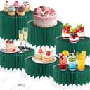 6Pcs Buffet Risers, Food Risers for Table, Foldable Cake Display Stands, Tall Cardboard Cupcakes Stand for Show Catering Desserts Jewelry Wedding Birthday Party Decoration (Green)