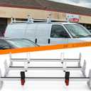 MELIPRON 850 lbs Van Roof Ladder Rack Fit for Chevy Express 1500 2500 3500, for 19962025 Cargo Vans with Rain Gutters, No Drill, Heavy Duty for Commercial Use