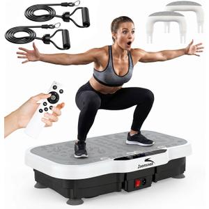 Vibration Plate Exercise Machine, 8000 Vibrations/min Adjustable Fitness Platform, 400 Lbs Capacity Whole Body Workout Extra Large Size Platform with Bluetooth for Weight Loss, Women & Men