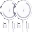 for Apple Mag-Safe Charger 2 Pack, Magnetic Wireless Charger for iPhone 16 15 14 13 12 Pro Max Plus mini, 15W Fast Charging Pad, for Airpods 4/3/2/Pro, Strong Magnet, Silver