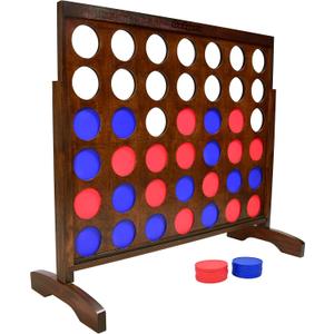 GoSports 4 Foot Giant Wooden 4-in-a-Row Connect Game – Jumbo Party Size with Heavy-Duty Coins – Easy Setup and Portable Design for Indoor and Outdoor Yard Game for Adults, Large