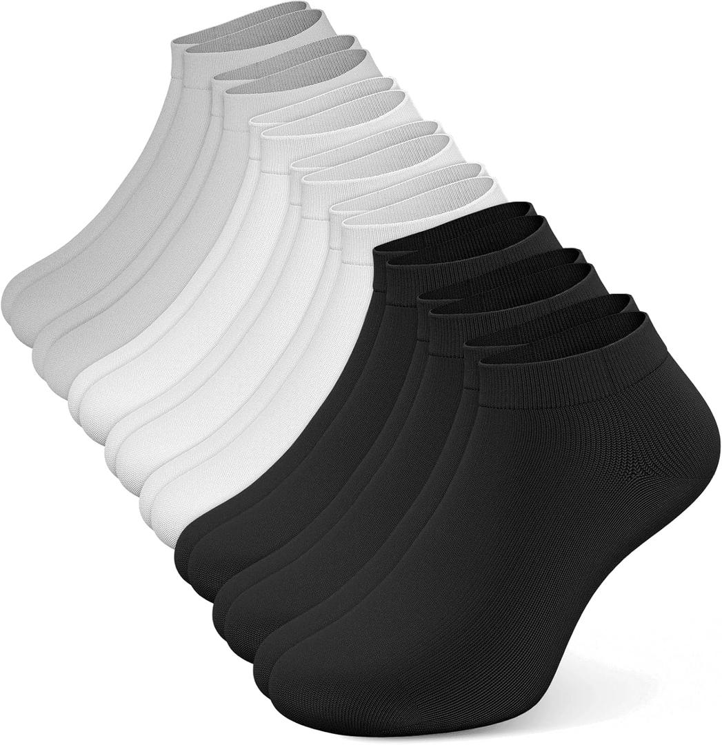 Ankle Socks for Women, 8 Pairs Premium Cotton Non Slip Lightweight Casual Low Cut Socks, Size: 8-11