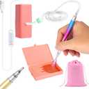 Electric Diamond Art Painting Pen with Storage Tray,Vacuum Diamond Art Pen No Wax Needed with Adjustable Suction,Accessories Tool for Setting AB Stones, Quiet and Long-Lasting (Pink)