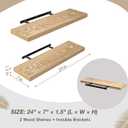 Lufia Floating Wall Shelves, Set of 2, MDF with Invisible Brackets, Modern Storage for Bedroom, Bathroom, Living Room, Kitchen (Oak, 24" W x 7" D x 1.5" H (2 Pieces))