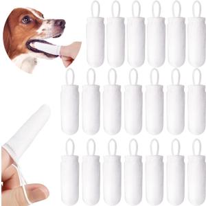 Chunful 20 Pcs Dog Fingerbrush Microfiber Full Soft Finger Toothbrush Pet Dental Finger Brush for Dog Cat Washable Teeth Cleaning Remove Plaque and Tartar