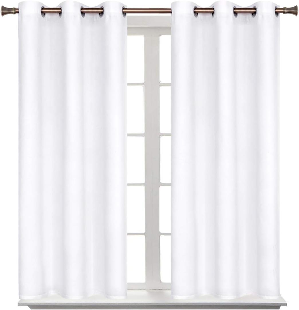 BGment Room Darkening Curtains 54 Inches Long - Grommet Thermal Insulated Drapes Window Treatment Curtains for Bedroom, 2 Panels, 38 x 54 Inch, Pure White