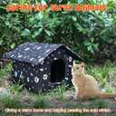 4 Pcs Outdoor Cat House Stray Cats Shelter Weatherproof Outside Cat House Indoor Foldable Warm Pet Cave with Paw Print for Feral Cat Dog Winter Wild Animal(Black, Small-Houses)