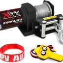 XPV AUTO 2500lbs Electric Winch 12V Waterproof Steel Cable with Wired Remote Control & Mounting Plate ATV UTV Towing Trailer Winch Off-Road