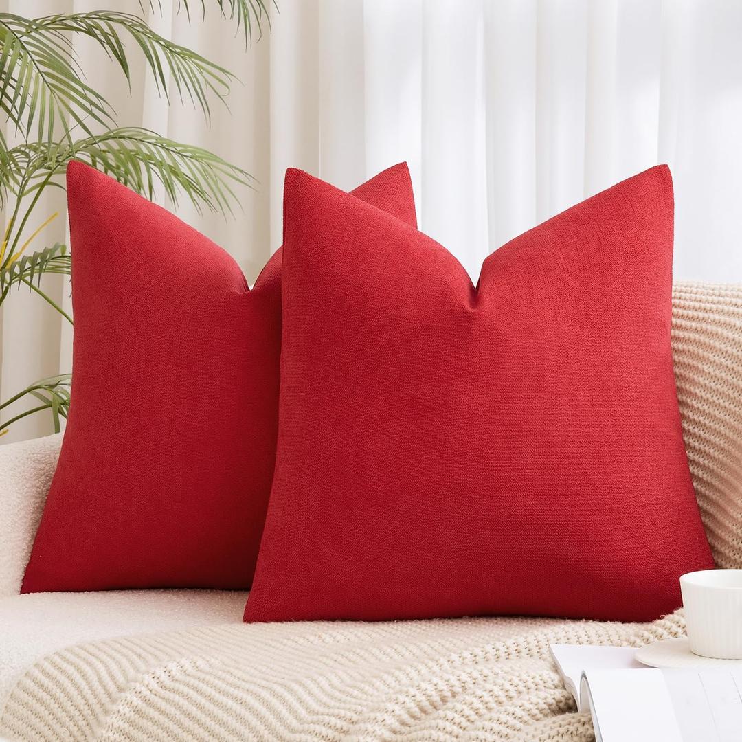 MIULEE Set of 2 Pillow Cases Cushion Covers Cushion Cover Decorative Pillow Cases with Hidden Zipper Suitable for Bedroom Living Room Living Room 45x45cm Red