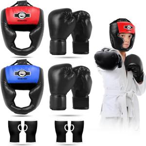 YORWHIN Sparring Head Guard with Gloves - Boxing Safety Headgear for MMA, Kickboxing, Muay Thai & Boxing - Adult & Kids (Small-Medium, Red & Blue)