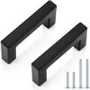 Probrico Cabinet Handles Stainless Steel Kitchen Drawer Pulls Square Bar Cabinet Hardware for Kitchen Bathroom Cupboard Dresser Black 10 Pack 2-1/2 Inch (64mm) Hole Center