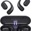 PSIER Open Ear Headphones, Bluetooth 5.3 Wireless Sports Headphones with Digital Display Charging Case 40 Hours Playtime True Earbuds with Earhooks for Running, Walking, Workout (Black)