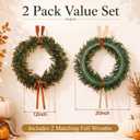 Dingion 2 Pack 20 Inch Fall Wreath for Front Door Boxwood Wreath with Bow