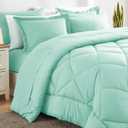 CozyLux Full Size Comforter Sets Mint Green - 7 Pieces Bed in a Bag Full, Luxury Soft Bed Set for All Seasons, Bedding Set with Down Alternative Comforter, Sheets, Pillowcases & Shams