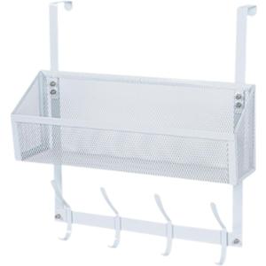 SiaBiced Over The Door Hooks Organizer, Over The Door Storage Rack, Back of Door Storage Organizer for Home, Cabinet, Pantry, Bathroom, White Single Tier