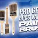 Pro Grade Paint Brushes, 5-Piece Paint Brush Set, Flat & Angle Brushes for Walls, Trim, Cabinets, Interior & Exterior Latex and Oil Paints, Stains